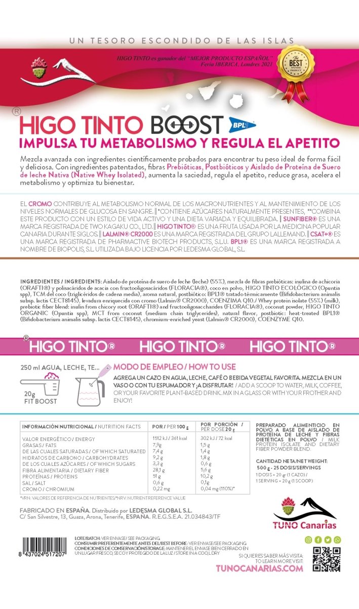 Boost 500g | HIGO TINTO® – Polvo energético natural - Tuno Canarias