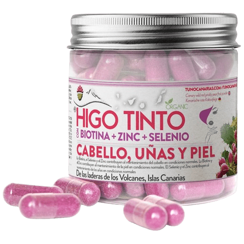 Cápsulas de Biotina + Zinc + Selenio + HIGO TINTO® 90 cáps - Tuno Canarias