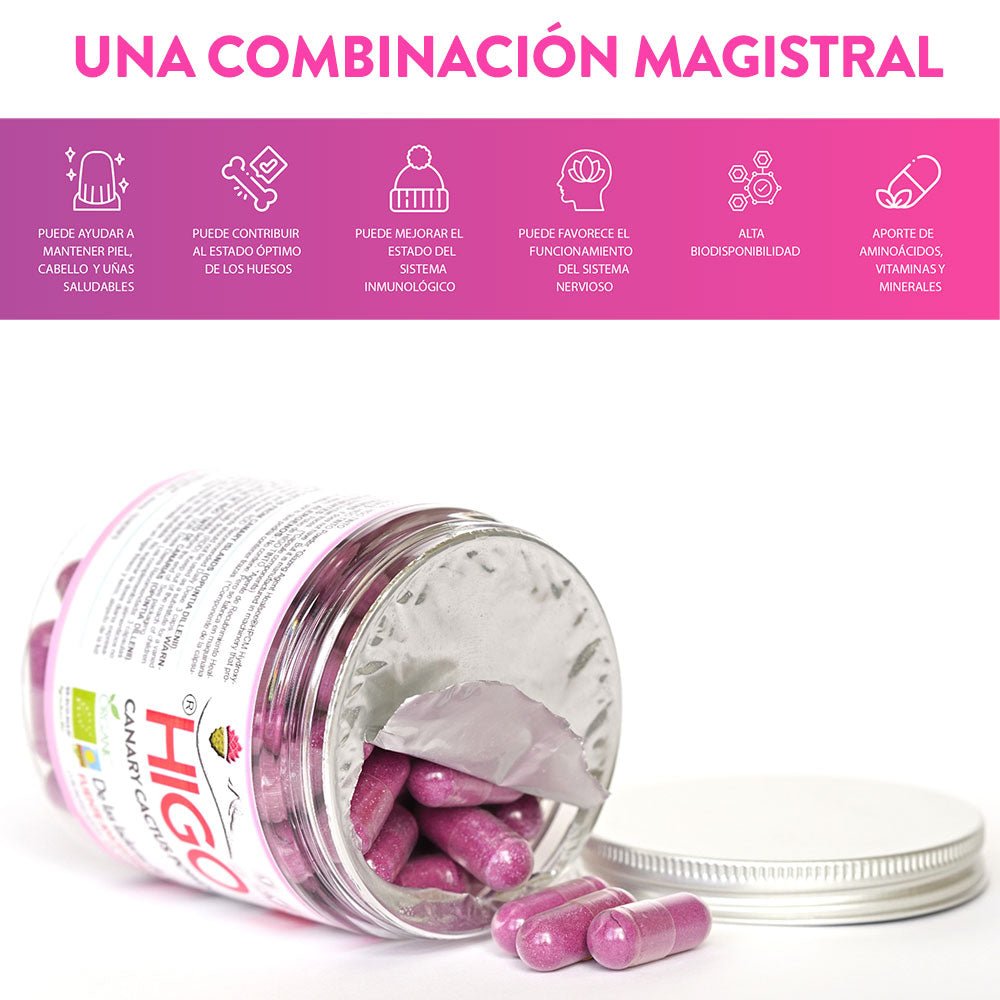 Cápsulas de Biotina, Zinc y Selenio a base de HIGO TINTO® – Cabello fuerte, piel y uñas sanas - Tuno Canarias