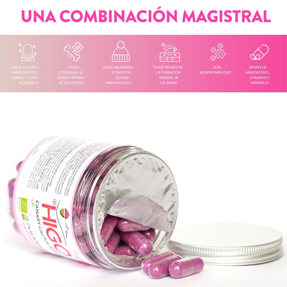 Cápsulas de Colágeno Marino + Ácido Hialurónico a base de HIGO TINTO® – Piel firme y joven - Tuno Canarias