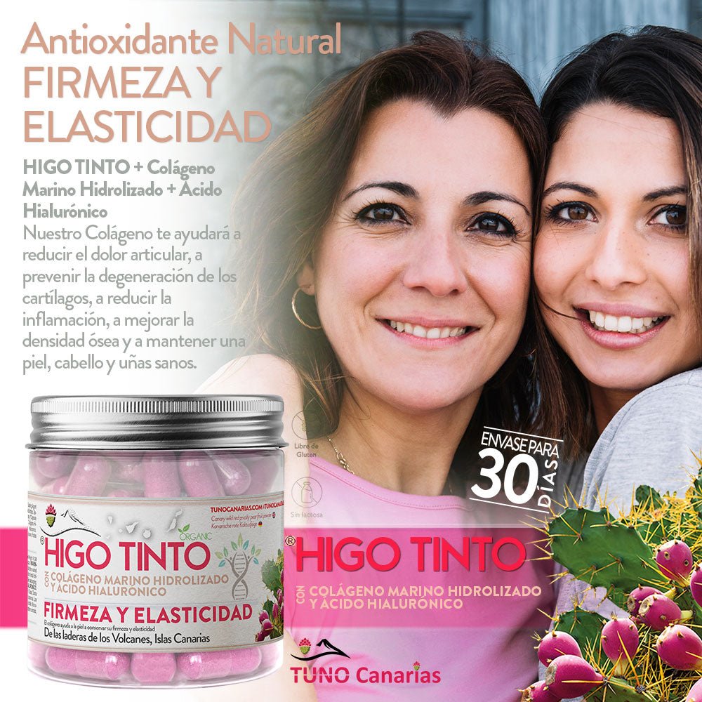 Cápsulas de Colágeno Marino + Ácido Hialurónico a base de HIGO TINTO® – Piel firme y joven - Tuno Canarias