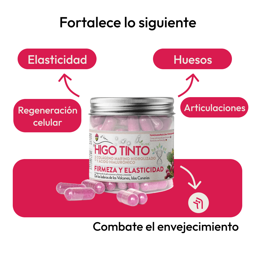 Cápsulas de Colágeno Marino + Ácido Hialurónico + HIGO TINTO® 90 cáps - Tuno Canarias