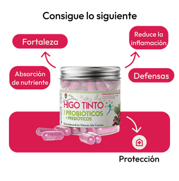 Cápsulas de Probióticos + Prebióticos + HIGO TINTO® 90 cáps - Tuno Canarias