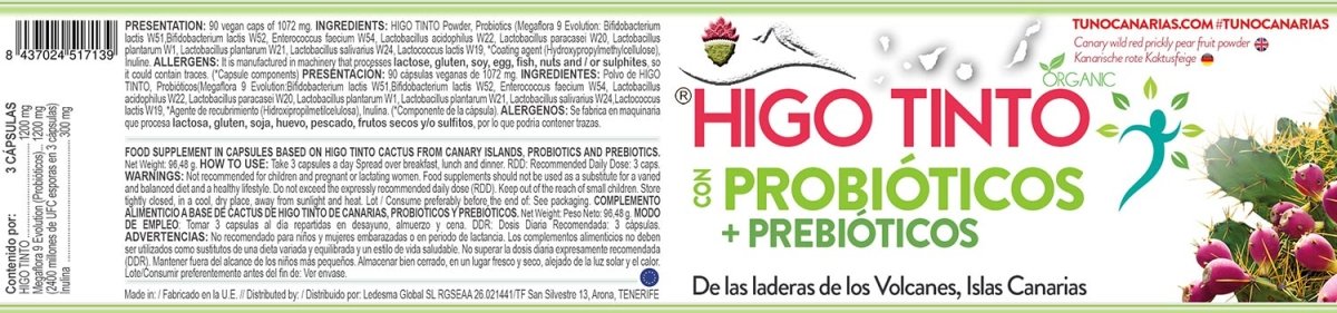 Cápsulas Probióticas a base de HIGO TINTO® y Megaflora - Tuno Canarias