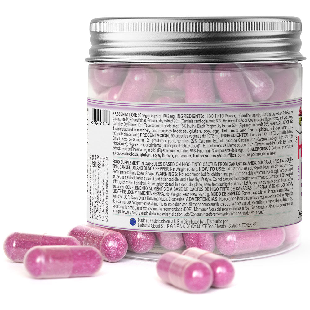 Cápsulas Quemagrasa con L - Carnitina y Guaraná a base de HIGO TINTO® - Tuno Canarias