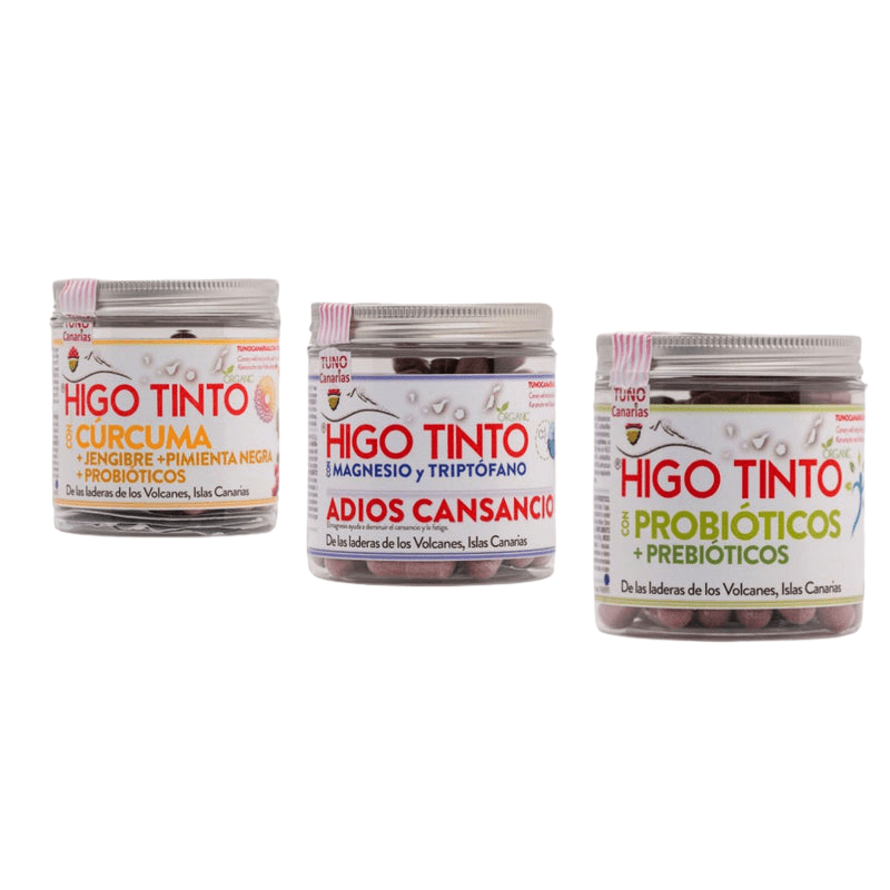 Pack Calma y Digestión (3×90 cáps) | HIGO TINTO® – Magnesio + Triptófano, Probióticos y Cúrcuma & Jengibre - Tuno Canarias