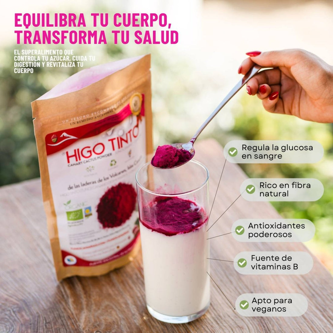 Polvo Puro de HIGO TINTO® 200 g – Superalimento antioxidante y natural - Tuno Canarias