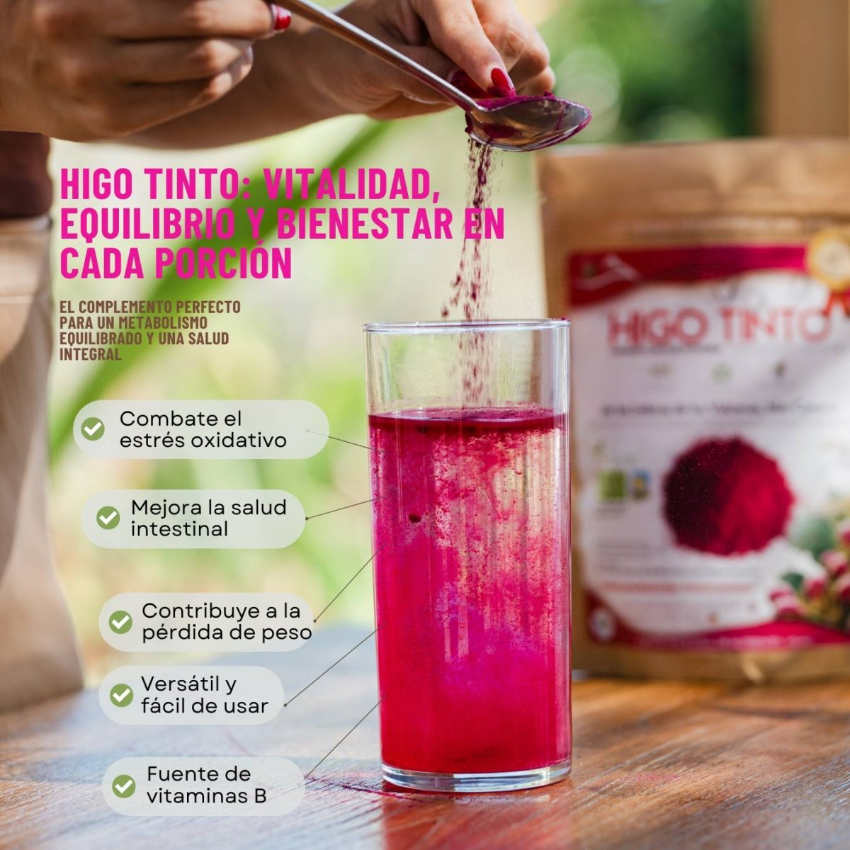 Polvo Puro de HIGO TINTO® 200 g – Superalimento antioxidante y natural - Tuno Canarias
