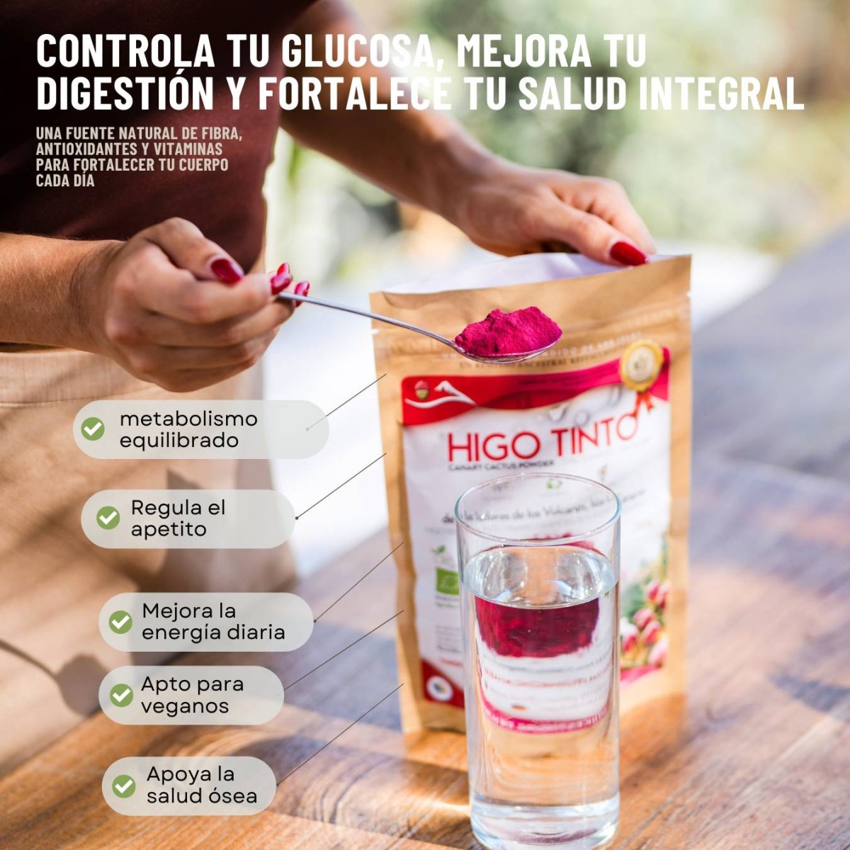 Polvo Puro de HIGO TINTO® 200 g – Superalimento antioxidante y natural - Tuno Canarias