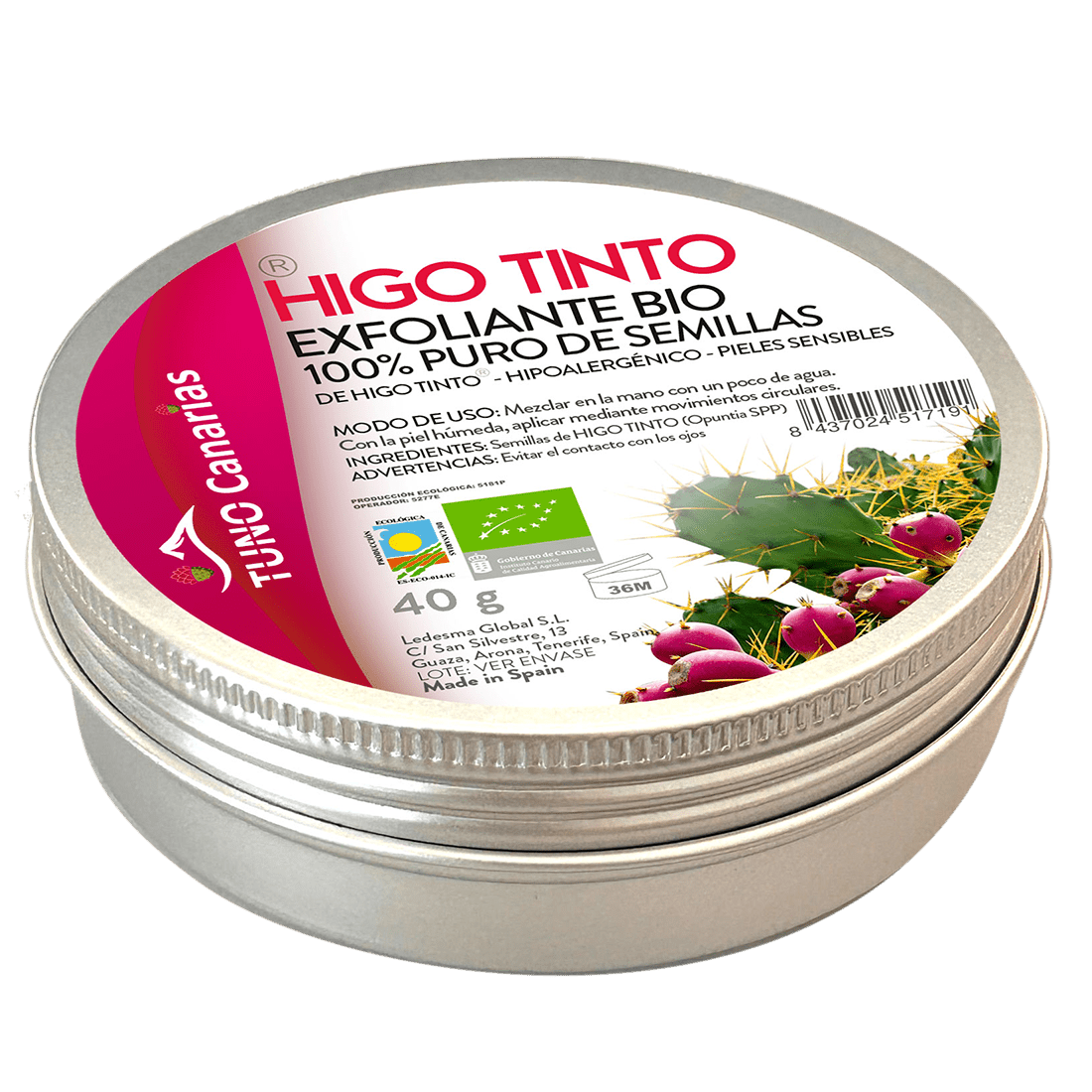 REGALO - Exfoliante de Polvo puro 100% BIO de Semillas de Higo Tinto Canario - Tuno Canarias
