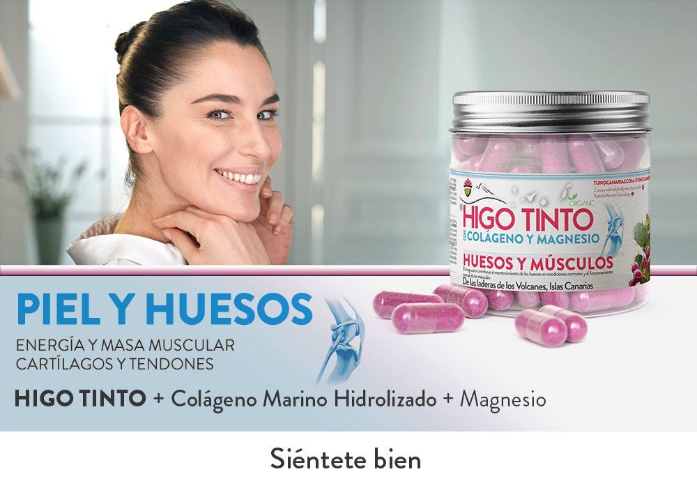 Cápsulas con Colágeno Marino y Magnesio a base de HIGO TINTO® – Fuerza ósea y articular - Tuno Canarias