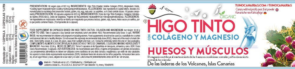Cápsulas con Colágeno Marino y Magnesio a base de HIGO TINTO® – Fuerza ósea y articular - Tuno Canarias