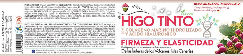 Cápsulas de Colágeno Marino + Ácido Hialurónico a base de HIGO TINTO® – Piel firme y joven - Tuno Canarias