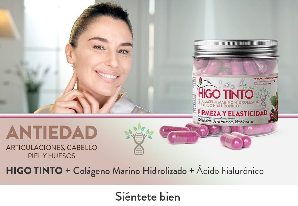 Cápsulas de Colágeno Marino + Ácido Hialurónico a base de HIGO TINTO® – Piel firme y joven - Tuno Canarias