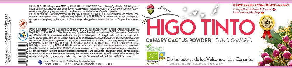 Cápsulas de HIGO TINTO® Puro – Antioxidante natural en formato fácil y rápido - Tuno Canarias