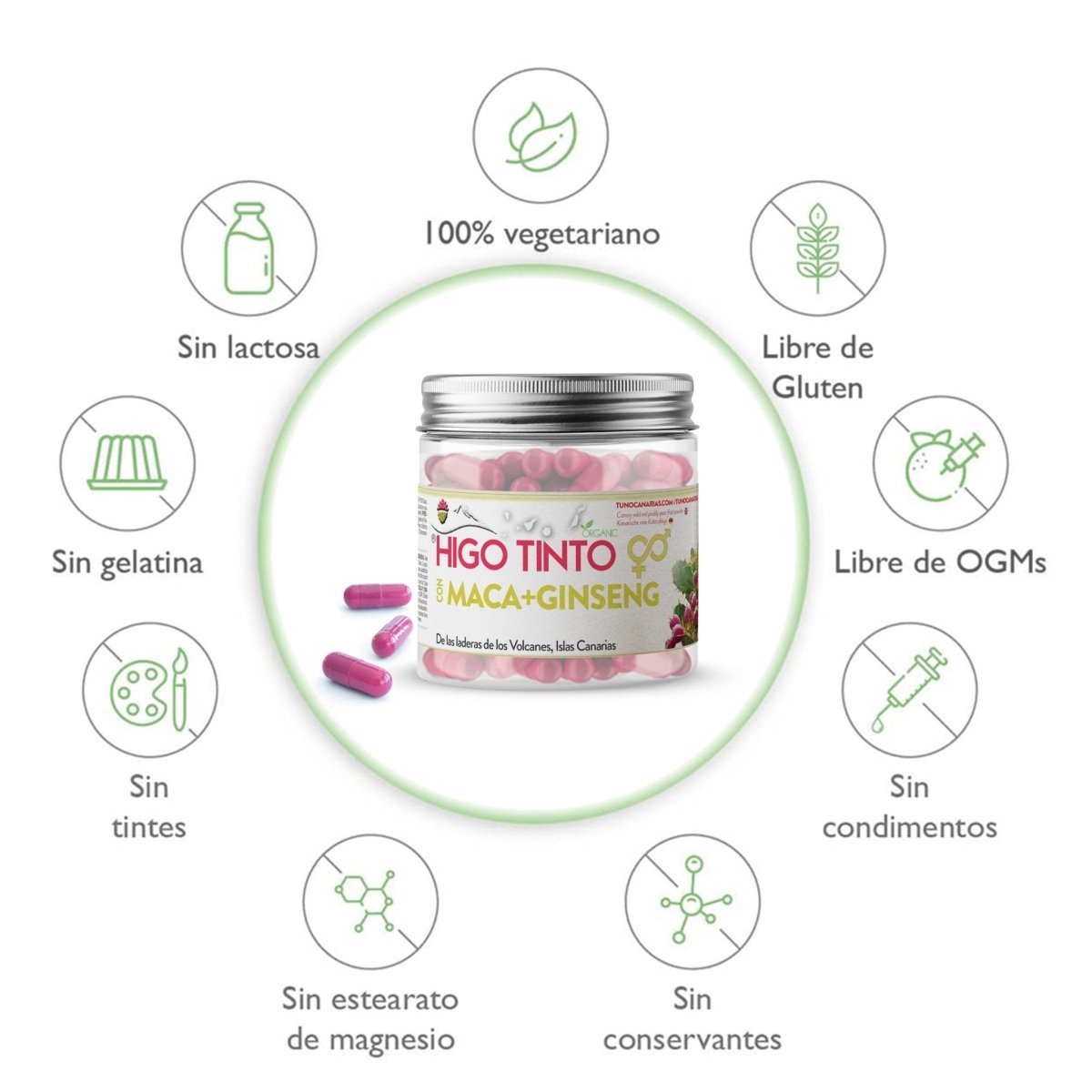 Cápsulas de Maca y Ginseng a base de HIGO TINTO® – Energía, vitalidad y deseo natural - Tuno Canarias