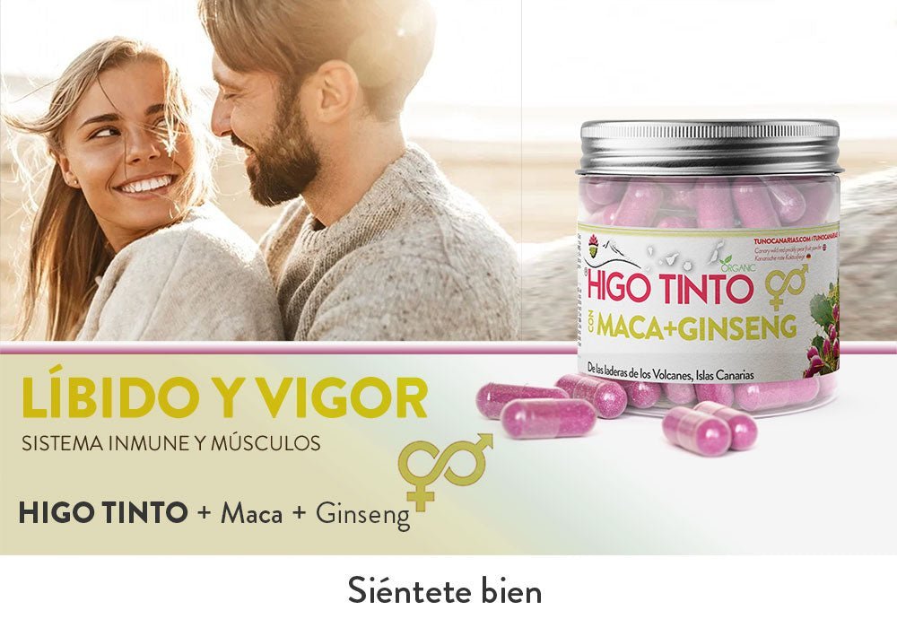 Cápsulas de Maca y Ginseng a base de HIGO TINTO® – Energía, vitalidad y deseo natural - Tuno Canarias