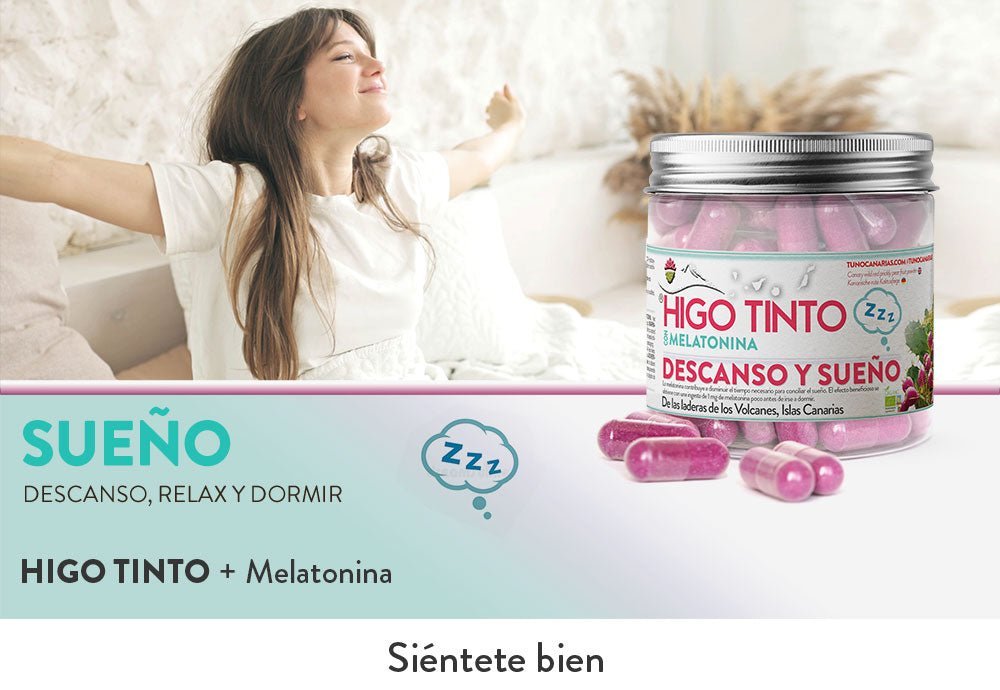 Cápsulas de Melatonina Natural a base de HIGO TINTO® – Sueño reparador y descanso profundo - Tuno Canarias