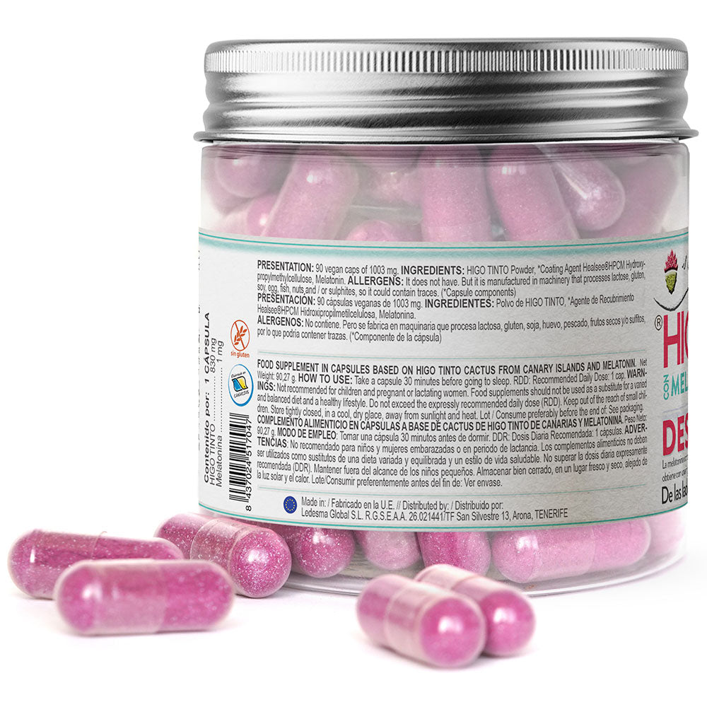 Cápsulas de Melatonina Natural a base de HIGO TINTO® – Sueño reparador y descanso profundo - Tuno Canarias