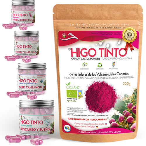HIGO TINTO Figuier de Barbarie Rouge de Canaries aide à maintenir la glycémie, le foie, l'anémie, le cholestérol, la digestion et autres | Riche en fibres, vitamines, minéraux et acides aminés